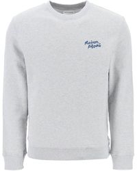 Maison Kitsuné - Crew Neck Sweatshirt With Logo Lettering - Lyst