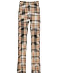 satin trim vintage check cotton trousers
