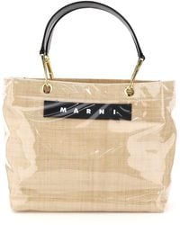 Marni SHOPPER GLOSSY GRIP RAFIA - Neutro