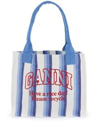 Ganni - Recycled Cotton Striped Tote Bag - Lyst