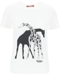 Max Mara Studio - T-Shirt Con Stampa Giraffe - Lyst