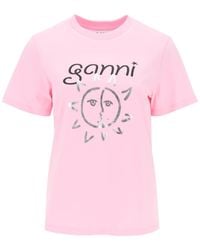 Ganni - + Net Sustain Printed Organic Cotton-jersey T-shirt - Lyst