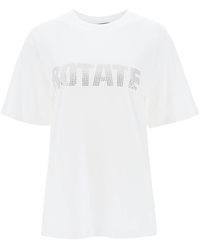 ROTATE BIRGER CHRISTENSEN - Crew-Neck T-Shirt With Crystal Logo - Lyst
