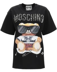 Moschino Mixed Teddy Bear Crew Neck T-shirt - Black