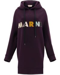 Marni FELPA OVER CON LOGO PATCHWORK - Viola