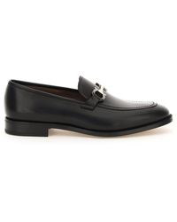 Ferragamo Gancini Leather Loafers Black