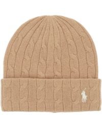 Polo Ralph Lauren - Cable Knit Cashmere And Wool Beanie Hat - Lyst
