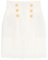 Balmain - Pencil Skirt In Monochrome Tweed - Lyst
