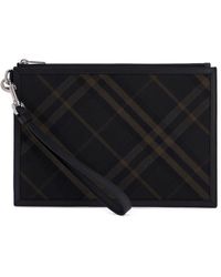 Burberry - Ered Checkered Coated Canvas Pouch Bag - Lyst