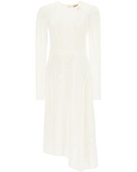 N°21 Asymmetric Midi Dress With Lace - White