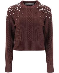 Golden Goose - Cropped Wool Sweater With Rhinestones - Lyst