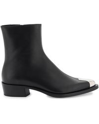 Alexander McQueen - Leather Punk Ankle Boots - Lyst