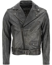 Golden Goose - Distressed Leather Biker Jacket - Lyst