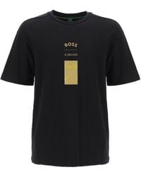 BOSS by HUGO BOSS BOSS x AJBXNG T-shirt relaxed fit in cotone intrecciato - Nero