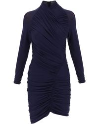 Ferragamo - Long-sleeved Draped Mini Dress - Lyst