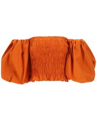 WANDERING Smocked Top With Balloon Sleeves 38 Cotton - Orange