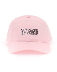 Ganni - Baseball Cap With Logo Embroidery - Lyst