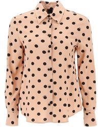Pinko - 'smorzare' Shirt In Stretch Georgette With Polka Dot Motif - Lyst