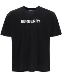 Burberry T-shirt oversize in jersey di cotone con logo stampato - Nero