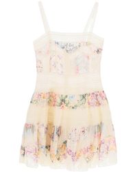 Zimmermann - "Mini Halliday Dress With Floral Print And Lace - Lyst