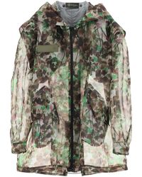 Mr & Mrs Italy Camouflage Organza Parka - Green