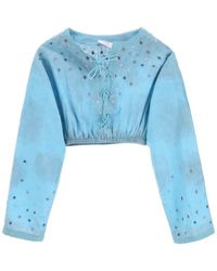 ERL Embroidered Cropped Top - Blue