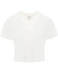 Courreges - Courreges Cropped Logo T-shirt With - Lyst