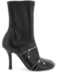 Burberry - Leather Peep Boots - Lyst