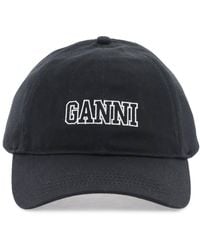 Ganni - Cappello Baseball Con Logo Ricamato - Lyst