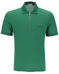 Ferragamo - Organic Cotton Polo Shirt With Half Zip - Lyst