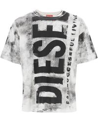 DIESEL - Printed T-Shirt With Oversized Logo - Lyst