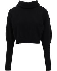 Alexander McQueen - Cropped Funnel-neck Sweater In Wool And Cashmere - Lyst