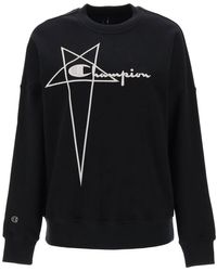 Rick Owens - 'champion X ' Crew Neck Sweatshirt With Logo Embroidery - Lyst