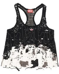 DIESEL - "Destroyed Tulle And Jersey Top With - Lyst