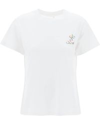 Chloé - T-Shirt Con Ricamo Logo - Lyst