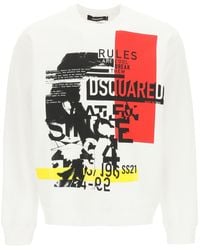 DSquared² Punk Logo Crewneck Sweatshirt L Cotton - White