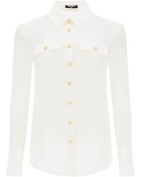 Balmain - Crepe De Chine Shirt With Padded Shoulders - Lyst