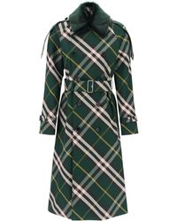 Burberry - Kensington Trench Coat With Check Pattern - Lyst