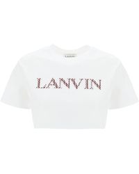 Lanvin - T Shirt Cropped Con Logo Curb - Lyst