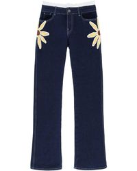 Siedres - Low-Rise Jeans With Crochet Flowers - Lyst