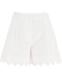 Simone Rocha - Embroidered Cotton Shorts - Lyst