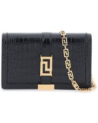 Versace - Croco-embossed Leather Greca Goddes Crossbody Bag - Lyst