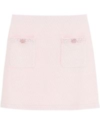 Self-Portrait - Knit Mini Skirt With Jewel Buttons - Lyst