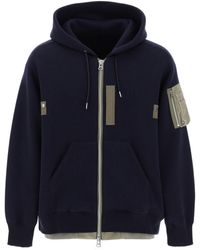 Sacai - Full Zip Hoodie With Contrast Trims - Lyst