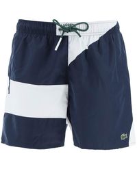 Lacoste Mens 2 Tone Surf Swim Fitted Trunks Board Shorts Mh006251ba-admiral Blue 