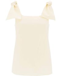 Chloé - Chloe' Tank Top With Bows On Shoulders - Lyst
