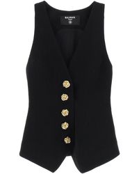 Balmain - Tailored Vest With Rose Buttons - Lyst