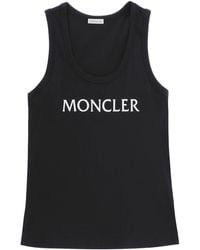 Moncler - Basic Logo Print Ribbed Tank Top - Lyst