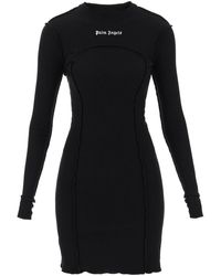 Palm Angels - Long-sleeved Mini Dress In Ribbed Jersey - Lyst