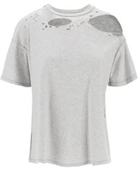 Interior - Mandy Destroyed-Effect T-Shirt - Lyst
